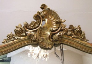 French antique Rococo gilded mirror rocaille